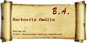 Berkovits Amália névjegykártya